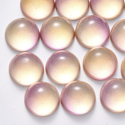 Персиковый Слойка Прозрачный лак окрашенные стекла кабошонов, с блеском порошок, полукруглые / купольные, розовые, 16x8 мм