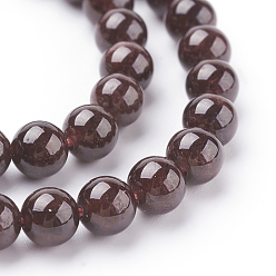Garnet Gemstone Beads Strands, Natural Garnet, Round, Dark Red, 6mm, Hole: 0.5mm, about 32pcs/strand, 8.5 inch