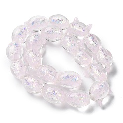 Pink Нити из фольги в технике лэмпворк, кошка, розовые, 13x15x11~11.5 мм, отверстие : 1.2~1.6 мм, около 20 шт / нитка, 11.89'' (30.2 см)