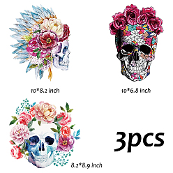 Skull Creatcabin 3 листы 3 стили ПЭТ пленка с термоплавким клеем теплопередающая пленка, для аксессуаров для одежды, Рисунок черепа, Рисунок черепа, 1 лист / стиль