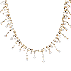 Золотой 2 ярды литые цепи, горный хрусталь чашка цепи, аксессуары для костюма, с карточной бумагой, с имитацией жемчуга, с держателем-органайзером для хранения катушек с бумажной лентой из картона, золотые, 37x6 мм