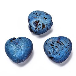 Natural Agate Natural Druzy Agate Beads, Gemstone Heart Palm Stone, Pocket Stone for Energy Balancing Meditation, 39.3x40x21mm