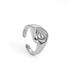 Stainless Steel Color 304 Stainless Steel Cuff Open Rings, Spiral Shape, Stainless Steel Color, 15~20mm