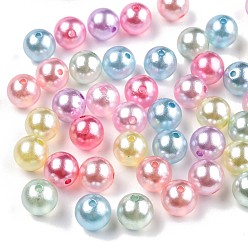 Mixed Color ABS Plastic Imitation Pearl Beads, Round, Mixed Color, 10mm, Hole: 1.6mm, about 950pcs/500g