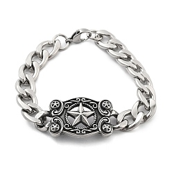 Звезда 304 цепи для крепления на панцире из нержавеющей стали, звезда, 8-5/8 дюйм (22 см), Кулон : 23x49.5x6 мм