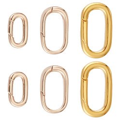 Золотой 6шт 3 стиль латунные пружинные затворные кольца, овальные, золотые, 14~22x8~13x2~3 мм, 2 шт / стиль