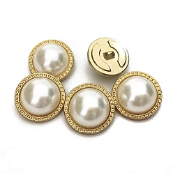 Золотой Кнопки сплава хвостовиком, с имитацией жемчужина бисера, 1-луночное, полукруглый, золотые, 20 мм