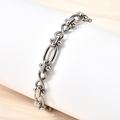 Нержавеющая Сталь Цвет 304 Браслеты из нержавеющей стали с овальными и бесконечными звеньями для женщин, цвет нержавеющей стали, 7-1/4 дюйм (18.4 см)