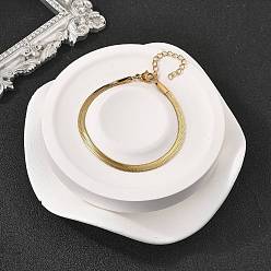 Золотой 304 браслет из нержавеющей стали в виде елочки для мужчин и женщин, золотые, широк: 4 мм, 6-1/2 дюйм (16.5 см)