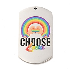 Слово Не тускнеющая гордость 201 большие подвески из нержавеющей стали, овальный прямоугольник со словом выбери любовь, цвет нержавеющей стали, слово, 50x28x2 мм, отверстие : 1.8 мм
