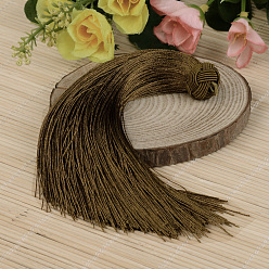Темно-Золотистый Красивый дизайн украшения нейлон кисточкой кулон, темные золотарник, 160x18 мм, отверстие : 4 мм