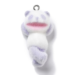 Лиловый Подвески из смолы, с железной платиной петлей, прелести панды, сирень, 38x19.5x15 мм, отверстие : 2 мм