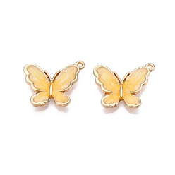 Светло-хаки Стойки обшивки сплава эмали подвески, без кадмия, без никеля и без свинца, золотой свет, очарование бабочки, светлый хаки, 23.5x21x3 мм, отверстие : 1.2 мм