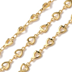 Настоящее золото 18K Латунные сердечные цепи, без свинца и без кадмия, стойки покрытие, долговечный, с катушкой, пайки, реальный 18 k позолоченный, 10x5.5x1.5 mm и 3.8x2.5x0.5 mm