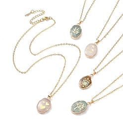 Смешанные камни Ожерелья из натуральных драгоценных камней овальной формы с подвесками в виде листьев/глаз/дерева, 304 колье-цепочка из нержавеющей стали с застежкой-карабином для женщин, 18-5/8 дюйм (47.3 см)