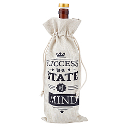 Слово Мешки для упаковки вина из джутовой ткани, сумка для шнурка, прямоугольник со словом, слово, 34x15 см