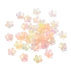 Разноцветный Акриловый шарик крышки, цветок, красочный, 11x11.5x2 мм, отверстие : 1.5 мм