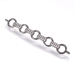 Черный Цвет Металла Латунные микро проложить кубических ссылки циркония, бар, металлический черный , 6.5x49x2 мм, отверстие : 1.5 мм