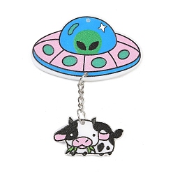 Разноцветный Печатные акриловые большие подвески, коровье молоко, с железной фурнитурой, красочный, 56x39.5x2 мм, отверстие : 1.4 мм