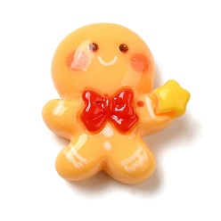 Gingerbread Man Кабошоны из непрозрачной смолы с рождественской тематикой, Колобок, 20.5x18x7.5 мм