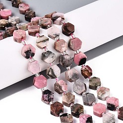 Родонит Природные родонит бисер нитей, шестиугольник, с бисером, 8~10x8~10x4~5 мм, отверстие : 0.9~1 мм, около 18~19 шт / нитка, 7.68~8.07'' (19.5~20.5 см)