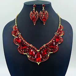 Темно-Красный Комплекты ювелирных изделий из сплава синтетического кварца, включают серьги и ожерелья, сердце, темно-красный, 430 мм