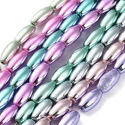 (52) Непрозрачная лаванда Гальванические нити из синтетических немагнитных гематитовых бусин, рис, разноцветные, 12~12.5x6~6.5 мм, отверстие : 1.2 мм, около 34 шт / нитка, 16.34~16.42 дюйм (41.5~41.7 см)