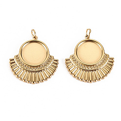 Настоящее золото 14K 304 Настройки кабошон из нержавеющей стали кулон, с прыжковых колец, реальный 14 k позолоченный, лоток : 11.5 мм, 24x23x3 мм, Перейти кольцо: 3.8x0.5 мм, 2.8 мм внутренним диаметром