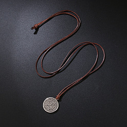 Верблюжий Регулируемый кулон в виде компаса викингов из сплава с вощеным шнурком для мужчин, платина, верблюжие, 34.65 дюйм (88 см)