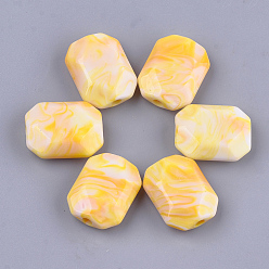 Золотистый Акриловые бусины, Стиль имитация драгоценных камней, два тона, граненые, прямоугольные, золотые, 24x18.5x8.5 мм, Отверстие : 3 мм , около 175 шт / 500 г