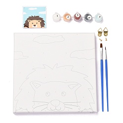 Лев Наборы для цифровой живописи diy с рисунком льва, включая деревянную доску, кисти с деревянной ручкой, смешанный пигмент, застежки и винты из сплава, 8~197x4.5~199x2~16 мм, отверстие : 2.7~9.5 мм, 13 шт / комплект