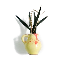 Yellow Mini Ceramic Glass Vase Refrigerator Fridge Magnets, for Home and Office Refrigerator Decoration, Yellow, 20~30mm