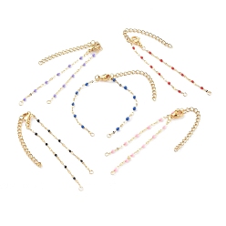 (52) Непрозрачная лаванда 304 звенья браслетов из нержавеющей стали, с эмалью, золотые, разноцветные, 5-5/8 дюйм (14.3 см)