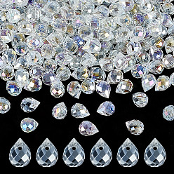 Прозрачный АВ 200 шт. Гальванические стеклянные бусины, с покрытием AB цвета, граненые, слеза, ясно AB, 8x6 мм, отверстие : 1 мм
