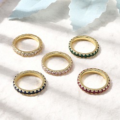 Настоящее золото 18K Латунные микро проложить пальцев кольца кубического циркония, стойки покрытие, долговечный, без кадмия и без свинца, реальный 18 k позолоченный, 3.5 мм, размер США 7 1/4 (17.5 мм)