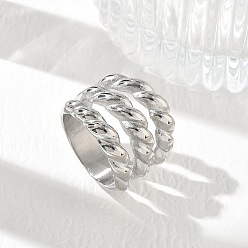 Stainless Steel Color 304 Stainless Steel Finger Rings, Round, Ion Plating(IP), Long-Lasting Plated, Stainless Steel Color, 19.5mm, US Size 7(17.3mm)