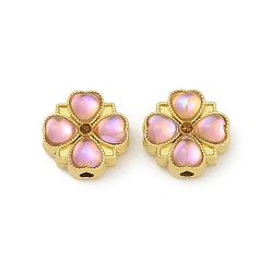 Pink Бусины из сплава смолы и стразов, без кадмия и без свинца, клевер, розовые, 5.7 мм, отверстие : 1.6 мм