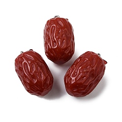 (123L) Белый крем непрозрачный блеск Подвески из искусственной красной смолы, с железной платиной петлей, огнеупорный кирпич, 31.5x18.5x19 мм, отверстие : 2 мм