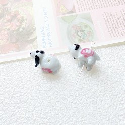 Овца Бусины лэмпворк , розовые, овца, 22x12 мм