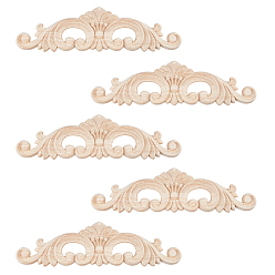 Льняное Полотно Резная накладка из каучукового дерева, центральная цветочная длинная аппликация, дверной шкаф-кровать неокрашенный декор европейский стиль, белье, 60x220x7 мм