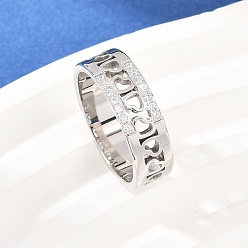 Нержавеющая Сталь Цвет 304 женские кольца из нержавеющей стали с микропаве из кубических цирконий, сердце, цвет нержавеющей стали, 6.5 мм, размер США 7 3/4 (17.9 мм)