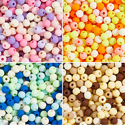 (52) Непрозрачная лаванда 1200 шт. 4 цветные матовые непрозрачные акриловые бусины, круглые, разноцветные, 6 мм, отверстие : 2 мм, 300 шт / цвет