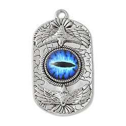 Платина Подвески из сплава , овал с орлом и глазом, со стеклом, без кадмия и без свинца, платина, 44.5x24x5.5 мм, отверстие : 2.5 мм