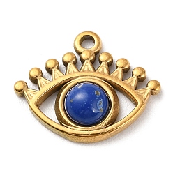 Бирюза Подвески для глаз из натуральной бирюзы, позолоченные 304 подвески для глаз из нержавеющей стали, 16.5x20x5 мм, отверстие : 1.6 мм