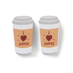 Drink Печатные деревянные бусины, оранжевые, пить, 19x10.5x6 мм, отверстие : 2 мм