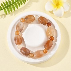 Натуральный Агат Натуральный агат бисера браслеты простирания, баррель, внутренний диаметр: 2-1/4 дюйм (5.8 см)