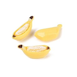 Yellow Opaque Resin Imitation Fruit Cabochons, Banana, Yellow, 30.5x10.5x14.5mm