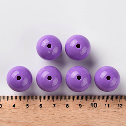 Dark Orchid Opaque Acrylic Beads, Round, Dark Orchid, 20x19mm, Hole: 3mm, about 111pcs/500g