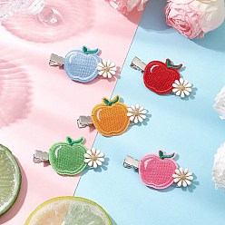 (52) Непрозрачная лаванда Заколки для волос из сплава и пластика в виде яблока из кожи аллигатора, разноцветные, 36.5x60x10.5 мм