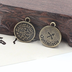 Стрелец Подвески в тибетском стиле , плоские круглые с двенадцати созвездий, античная бронза, Стрелец, 19 мм